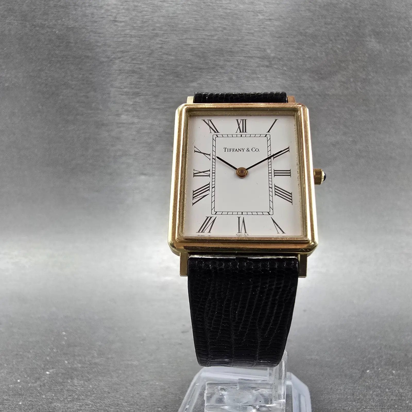 Tiffany & Co Watch Men 24mm White Dial 14K Gold Rectangle New Battery5
