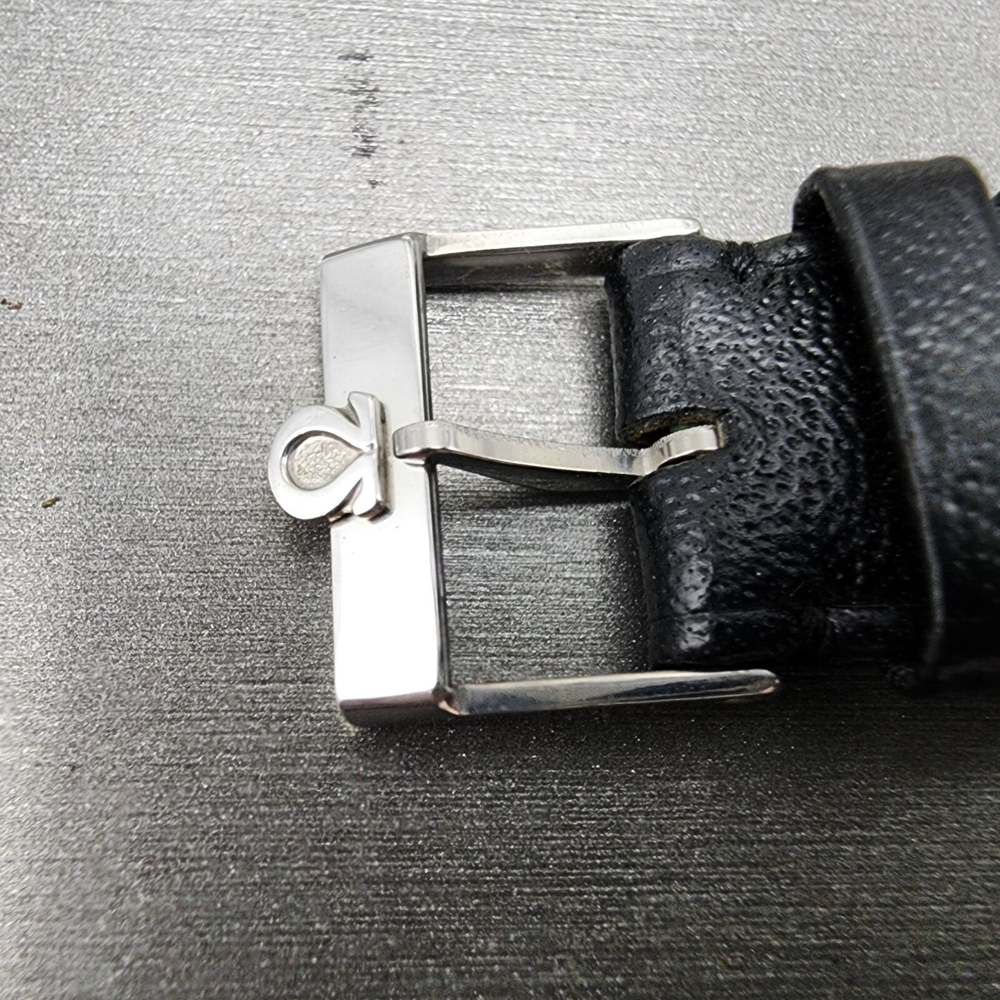 Omega Leather Watch Band 18mm Black Steel Buckle Vintage Swiss Made1