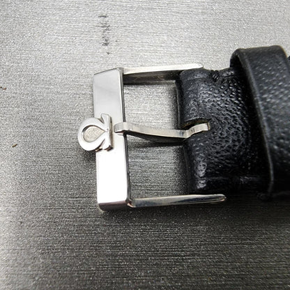 Omega Leather Watch Band 18mm Black Steel Buckle Vintage Swiss Made1