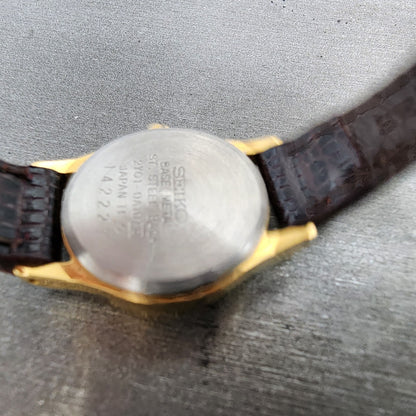 Seiko Watch Women 20mm Champagne Dial Gold Tone Round 2y010a10 New Battery9