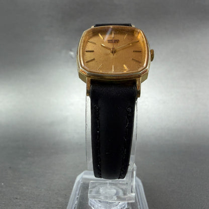 Seiko Watch Women 22mm Champagne Dial Gold Tone Rectangle 1421-5100 New Battery45