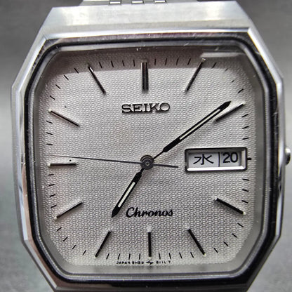 Seiko Chronos Watch Men 31mm White Dial Silver Daydate 5H23-5100 READ!! New Batt1