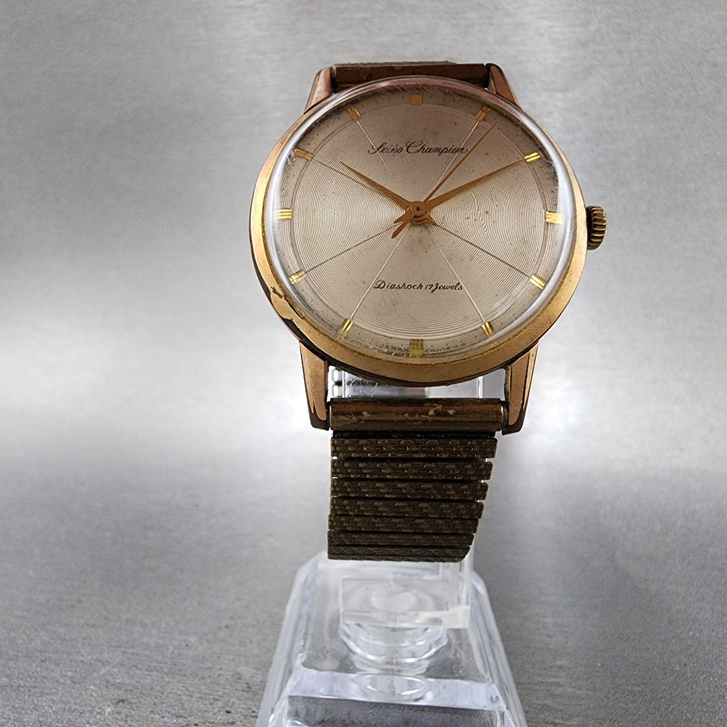 Seiko Champion Watch Men 35mm Silver Dial Gold Tone Manual 17J J14082 PARTS6
