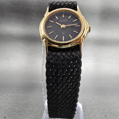 Citizen CQ Watch Women 21mm Black Dial Gold Tone Round 3220-914884 New Battery5