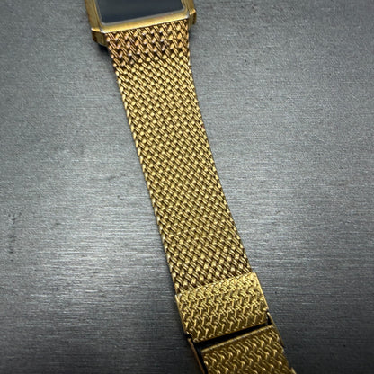 Seiko Tank Watch Men 25mm Black Dial Gold Tone Rectangle READ!! 7430-5499 NewBat7
