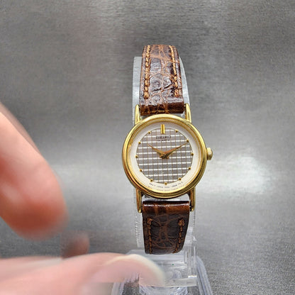 Seiko Watch Women 20mm Silver Dial Gold Tone Round 1N00-0F60 New Battery