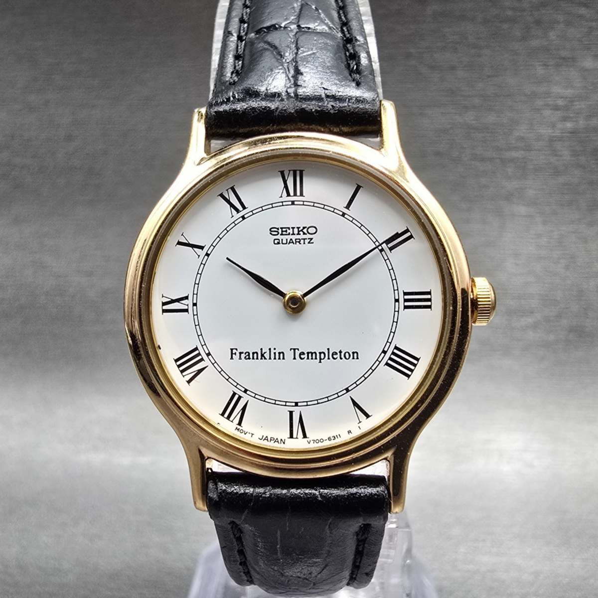 Seiko Watch Women 25mm White Dial Gold Tone Round V700-6091 New Battery VTG JP0