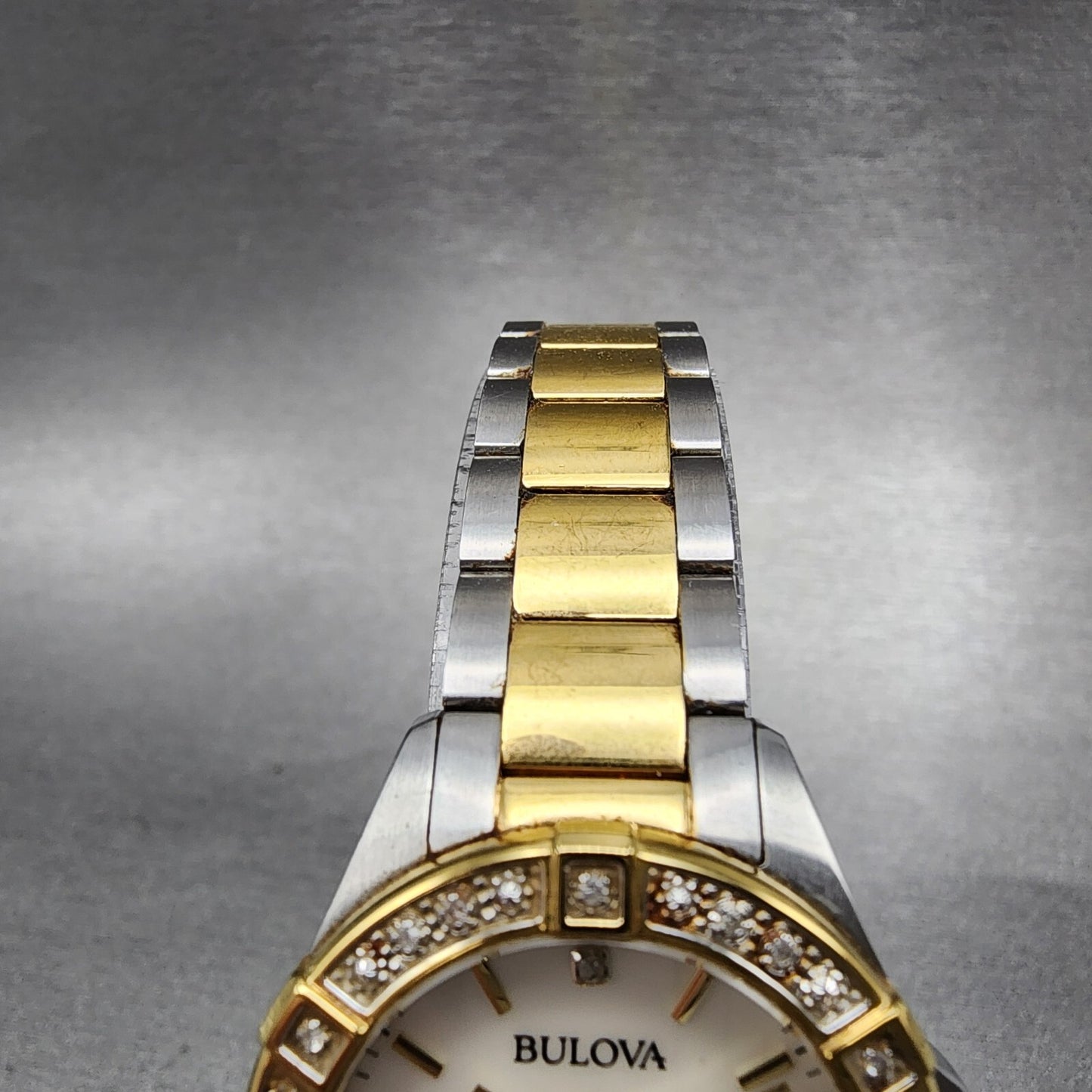 Bulova Crystal Watch Women 28mm MOP Dial Two Tone Round 98R236 New Battery4