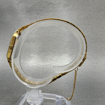 Seiko Watch Women 13mm Gold Dial Gold Tone Octagon 13205989 New Battery6