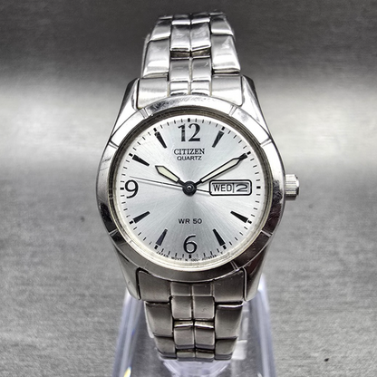 Citizen Watch Women 25mm Silver Dial Silver Tone Daydate 1002-S047439 New Batt P0