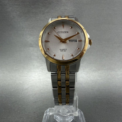 Citizen Watch Women 28mm White Dial Two Tone Daydate Round EQ060553A New Batt7