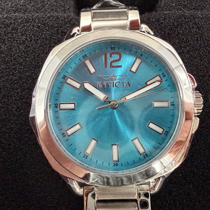 Invicta Wildflower Watch Women 32mm Blue Dial Silver Tone Round 473251