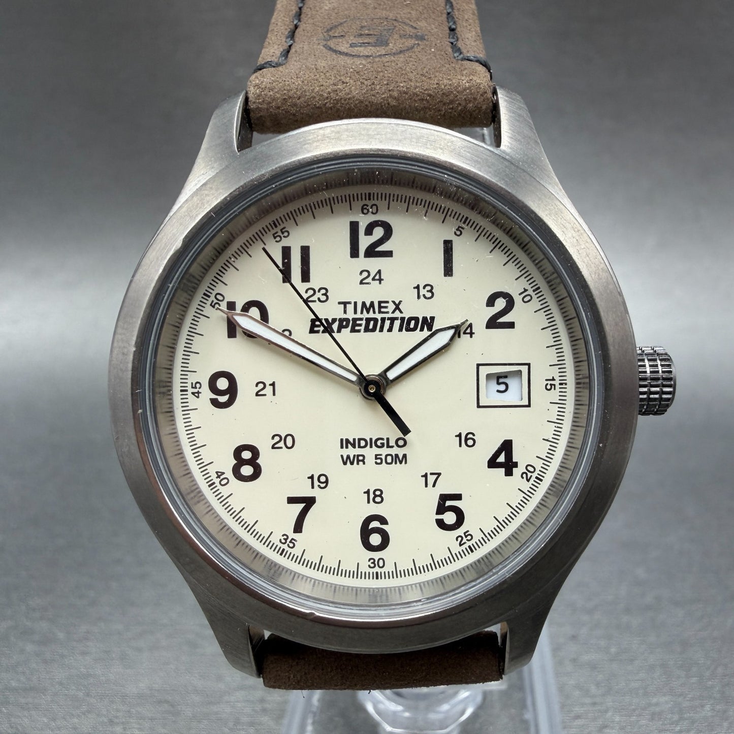 Timex Expedition Metal Field Watch Men 37mm White Dial Silver Tone Date NewBat U0