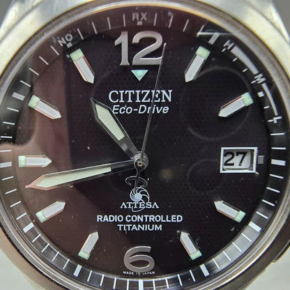 Citizen Eco-Drive Attesa Watch Men 38mm Black Dial Titanium H410-T003788 PARTS!!2