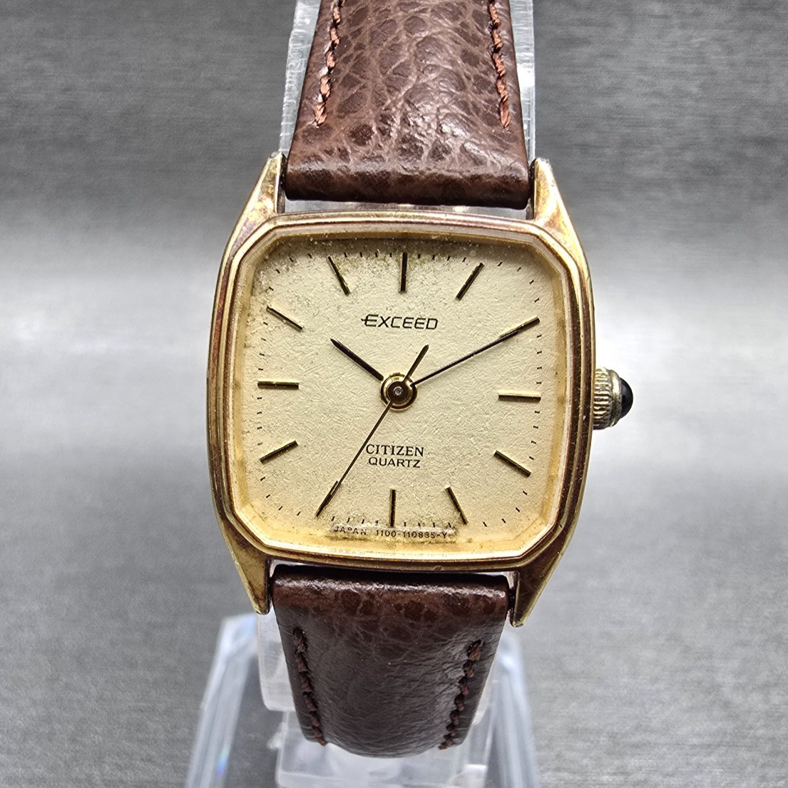 Citizen Exceed Tank Watch Women 21mm Champagne Dial Gold 4-102894 New Battery JP0