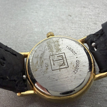 Tissot Watch Women 23mm Gold Dial Gold Tone Round E238 New battery9