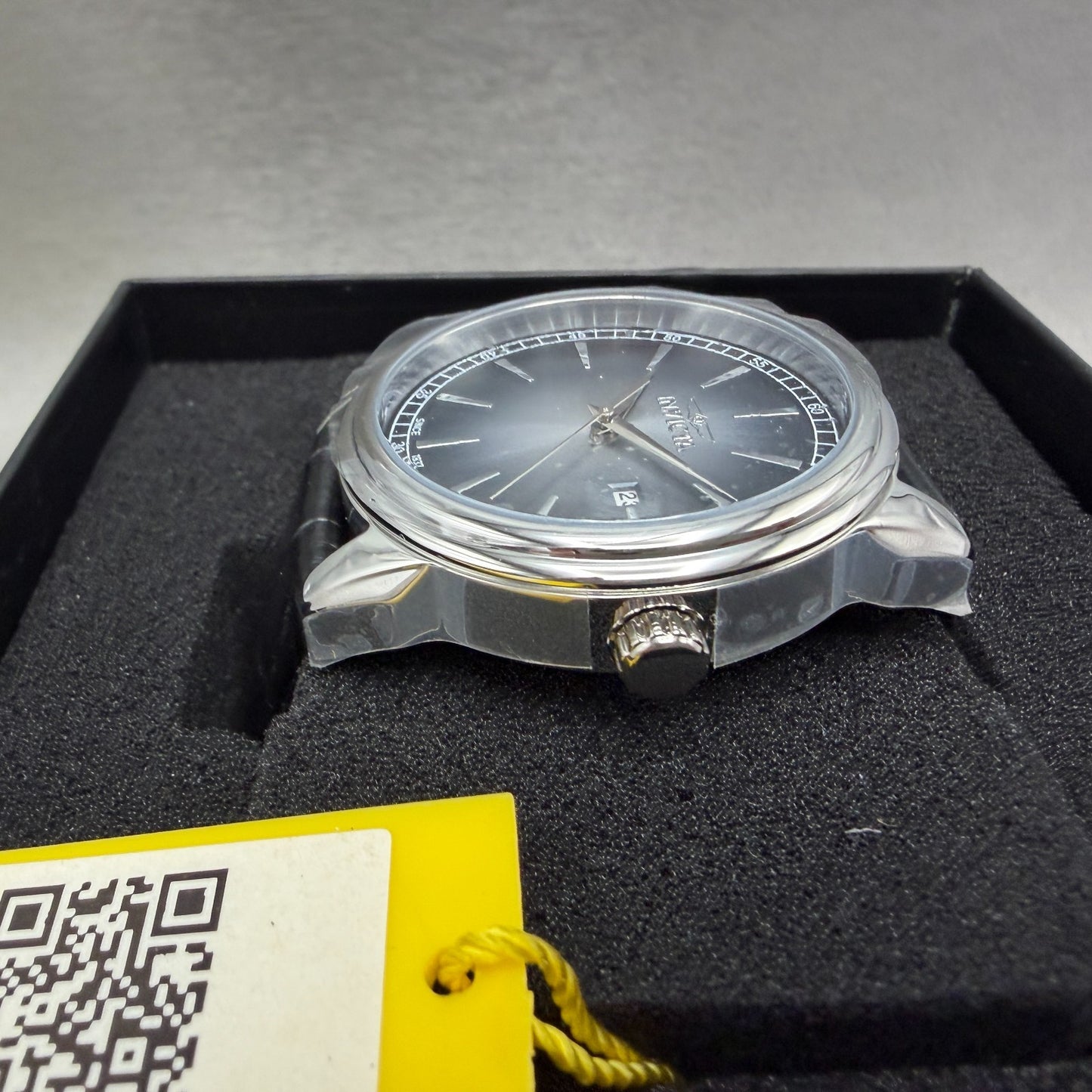 Invicta Celestial Watch Men 43mm Black Dial Silver Date Round Leather 478165