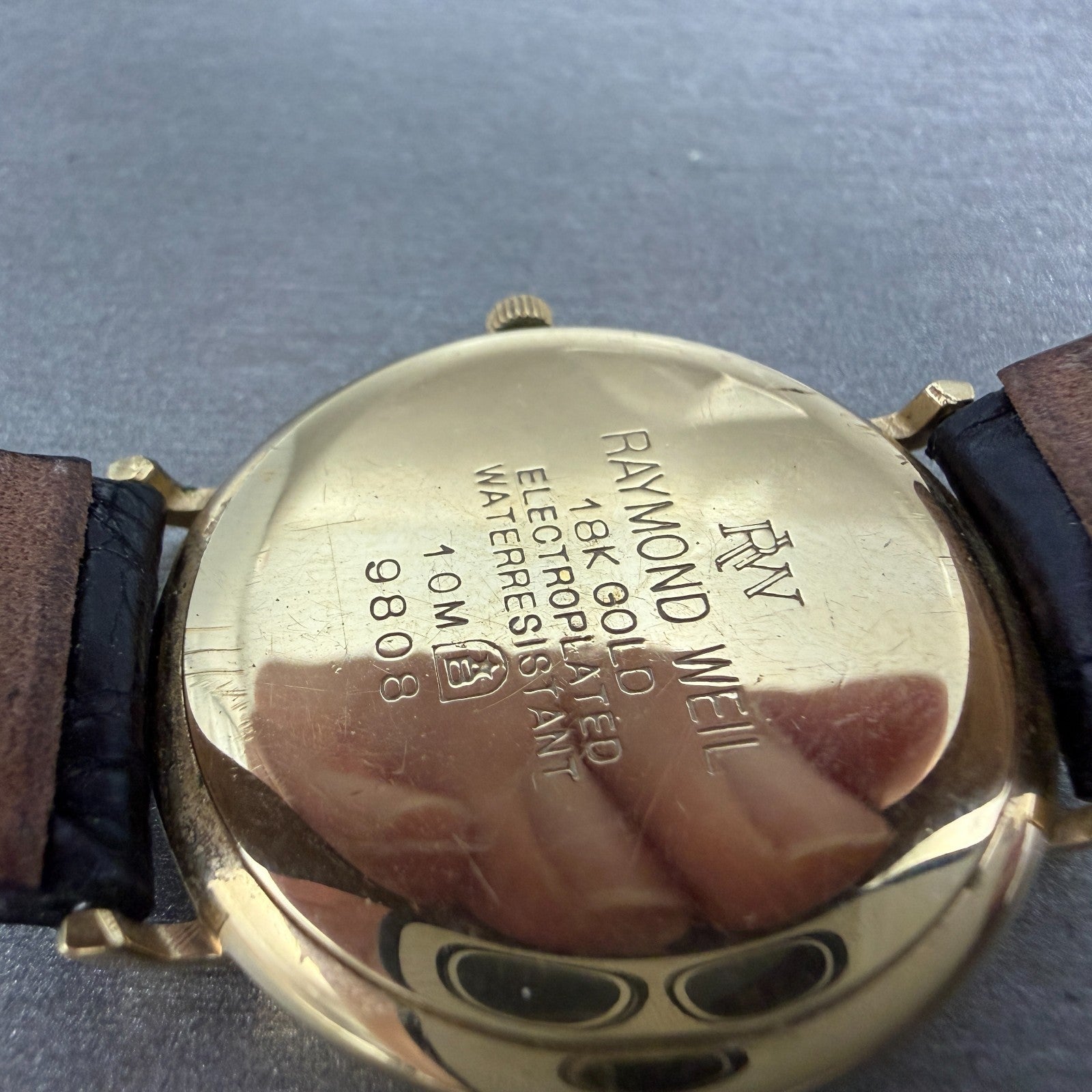 Raymond Weil Watch Unisex 32mm White Dial Gold Plated Small Seconds 9808 New Bat9
