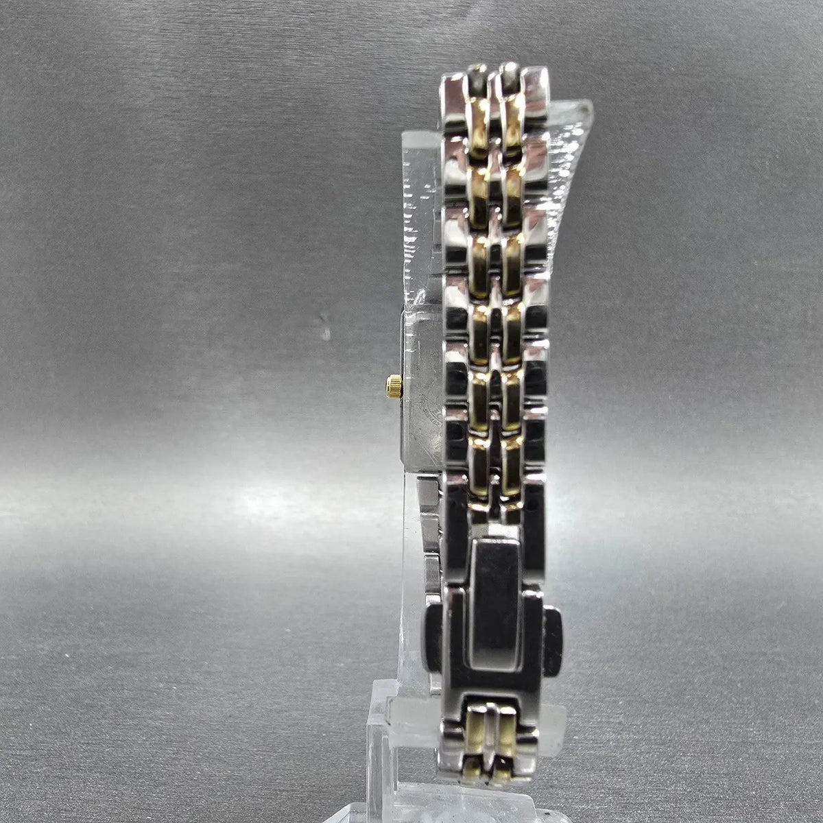 Citizen Eco-Drive Tank Watch Women 14mm MOP Dial Two Tone Rectangle Works JP7