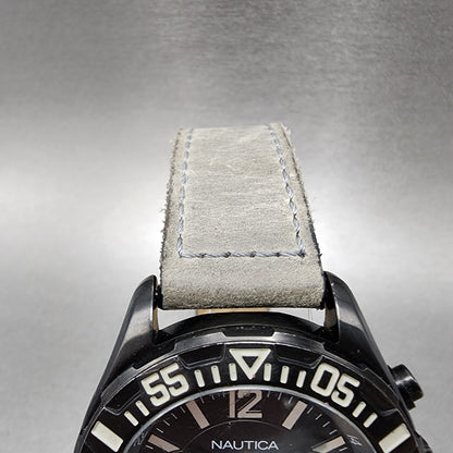 Nautica Chronograph Dive Watch Men 45mm Gray Dial Black Tone Date Round New Batt