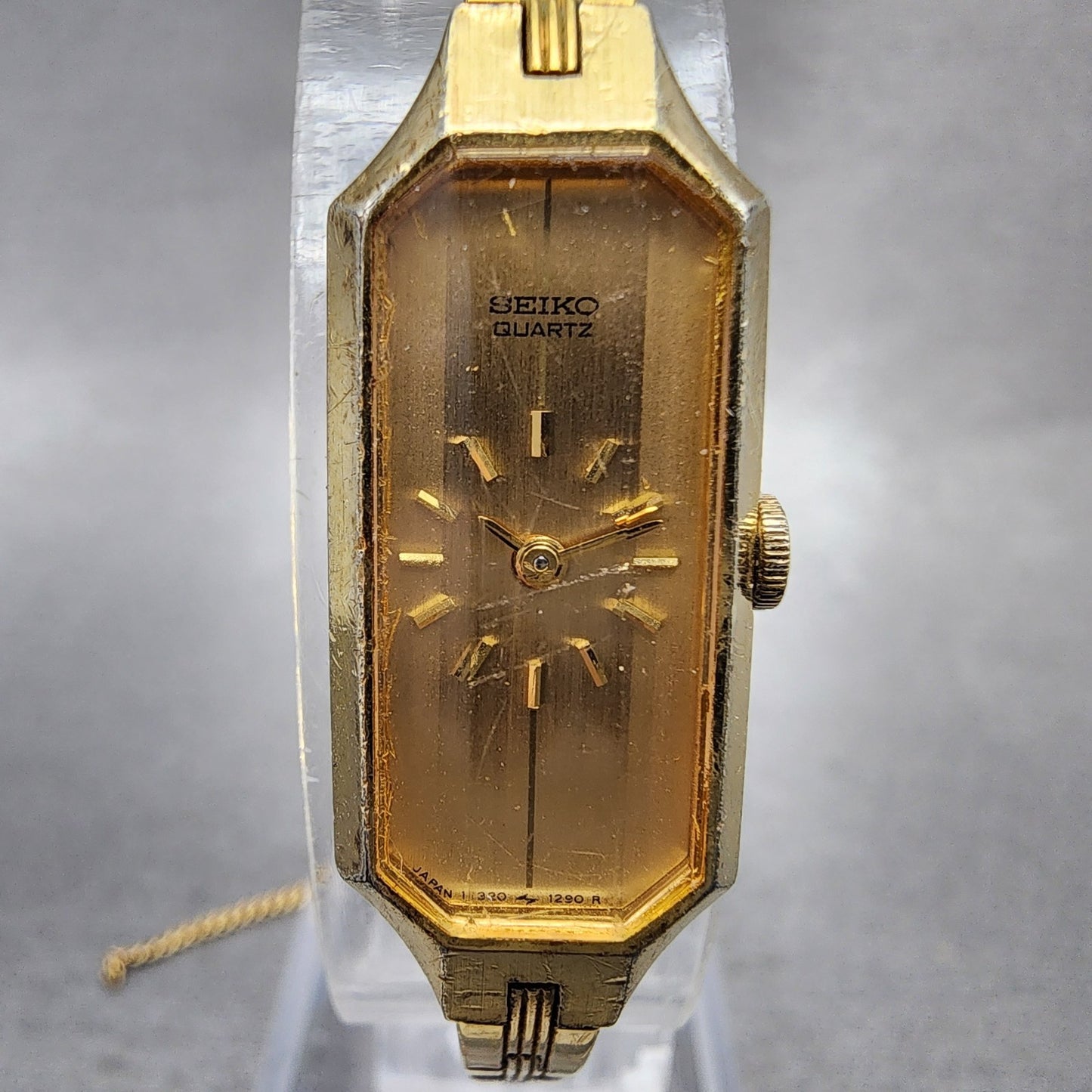 Seiko Watch Women 13mm Gold Dial Gold Tone Octagon 13205989 New Battery1