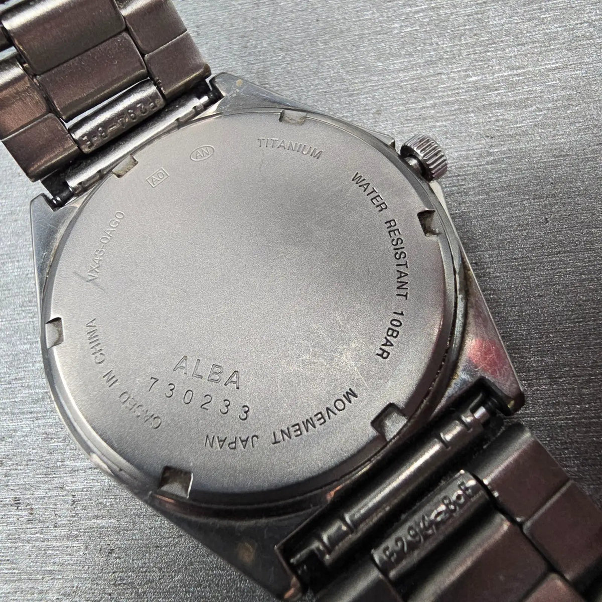 Seiko Alba Watch Men 36mm Black Dial Titanium Daydate Round VX43-0AG0 New Batt10