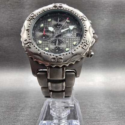 Fossil Dive Watch Men 40mm Gray Dial Titanium Chronograph Round TI-5010 NewBat 15
