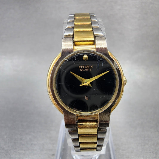 Citizen CQ Watch Women 23mm Black Dial Two Tone Round 3220K03755 New Battery0