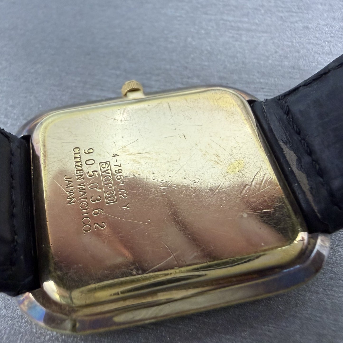 Citizen Exceed Tank Watch Men 28mm Champagne Dial Gold Tone Rectangle New batt9