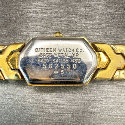 Citizen Watch Women 13mm Gold Dial Gold Tone Rectangle 5421-S41185 New Battery10