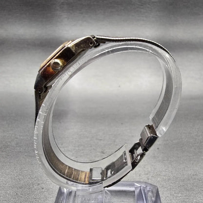 Seiko Watch Women 17mm Gold Dial Gold Tone Rectangle 5420-5010 New Battery VTG6
