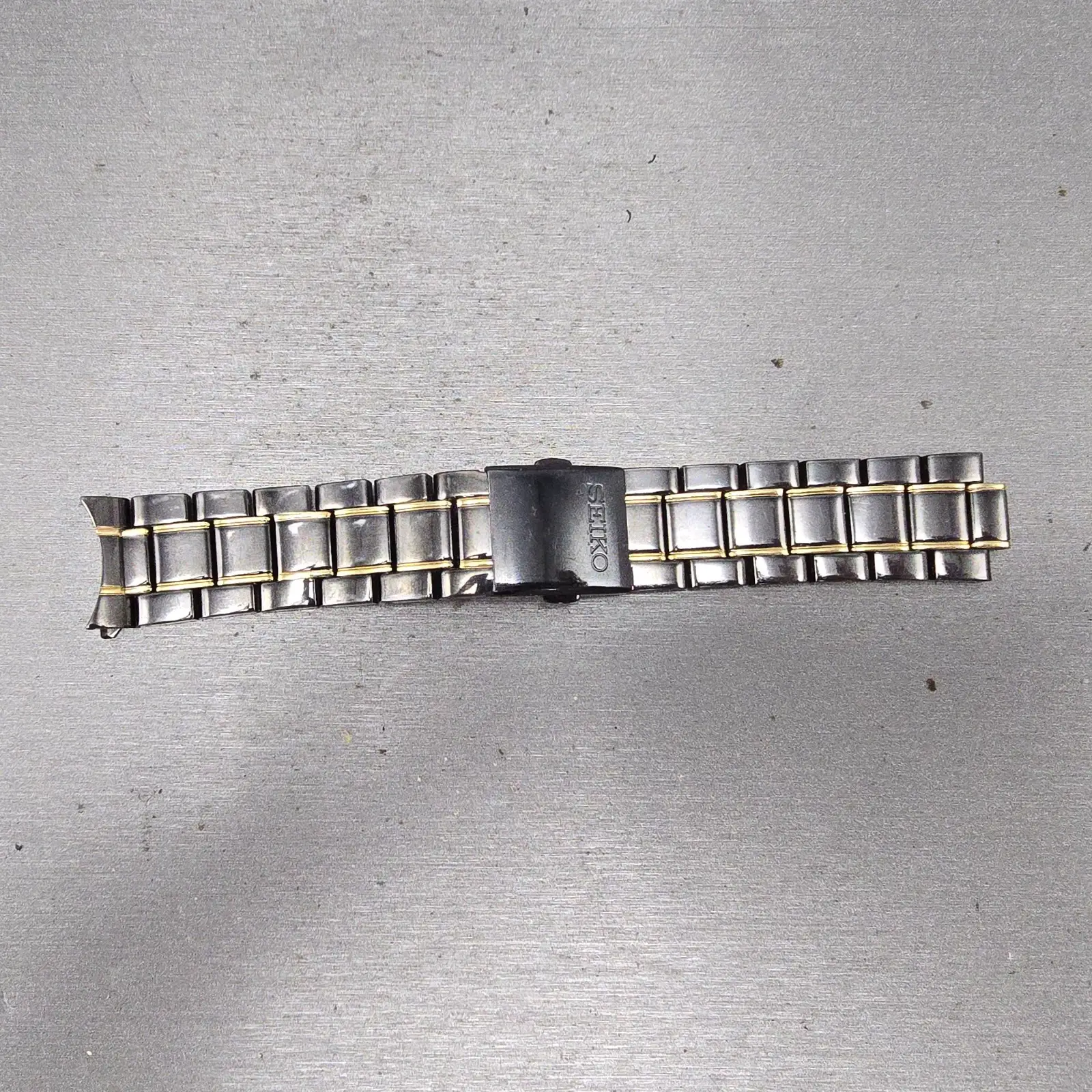 Seiko Bracelet 20mm Black & Gold Tone For 6A32-00B0 Tri Folding 3363 GI Steel0