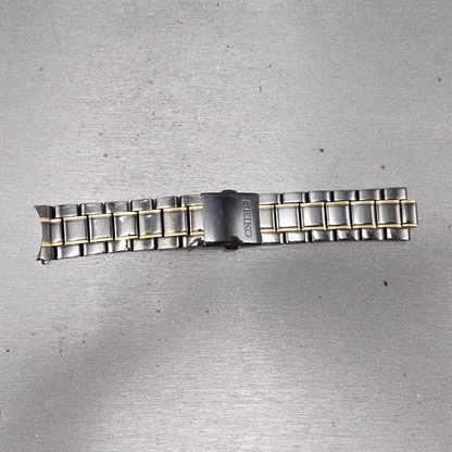 Seiko Bracelet 20mm Black & Gold Tone For 6A32-00B0 Tri Folding 3363 GI Steel0
