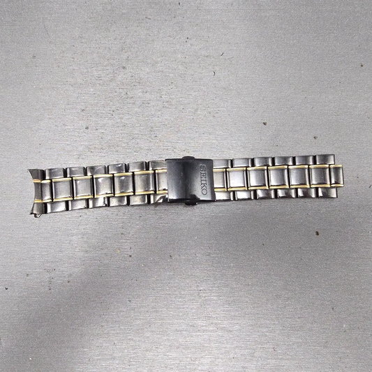 Seiko Bracelet 20mm Black & Gold Tone For 6A32-00B0 Tri Folding 3363 GI Steel0