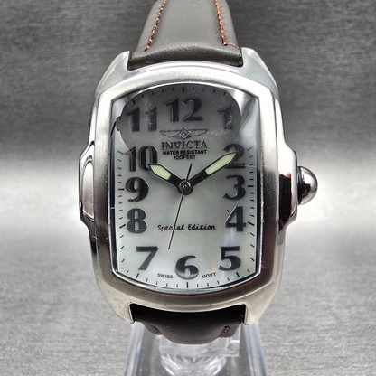 Invicta Lupah Watch Men 29mm MOP Dial Silver Tone Rectangle 5168 New Battery0