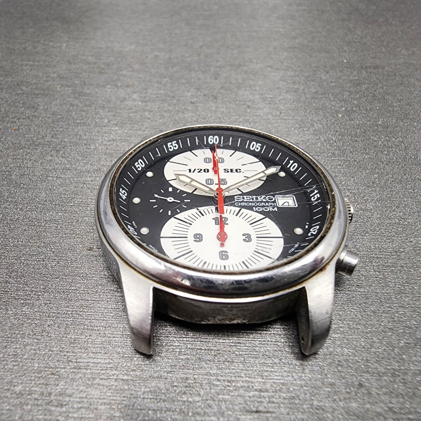 Seiko Chronograph Watch Men 37mm Black Dial Silver Tone Date 7t920bm0 New Batt2