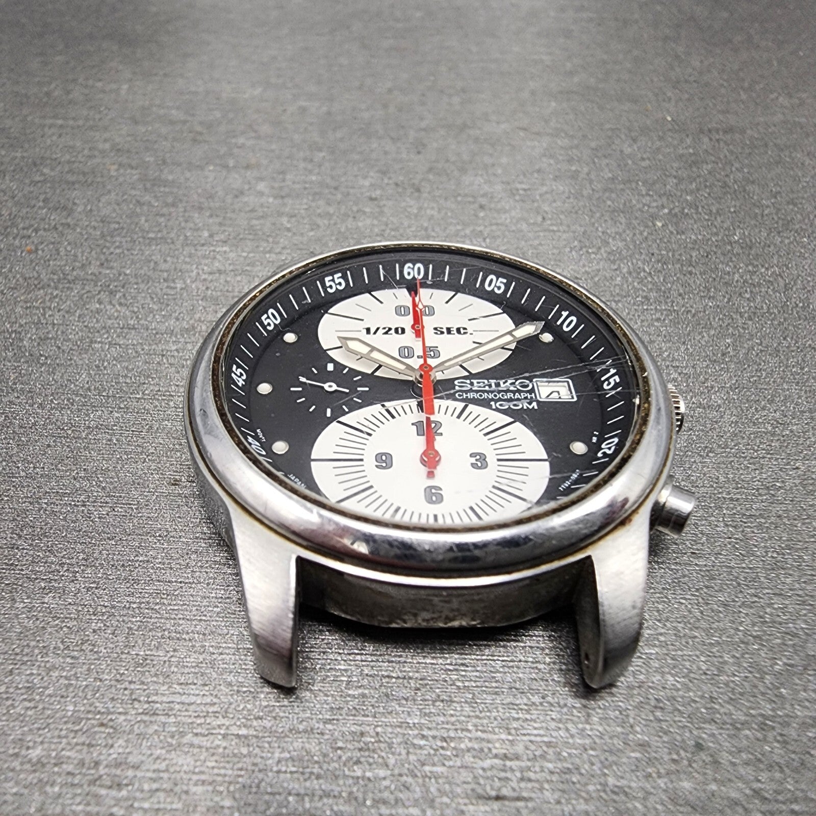 Seiko Chronograph Watch Men 37mm Black Dial Silver Tone Date 7t920bm0 New Batt2