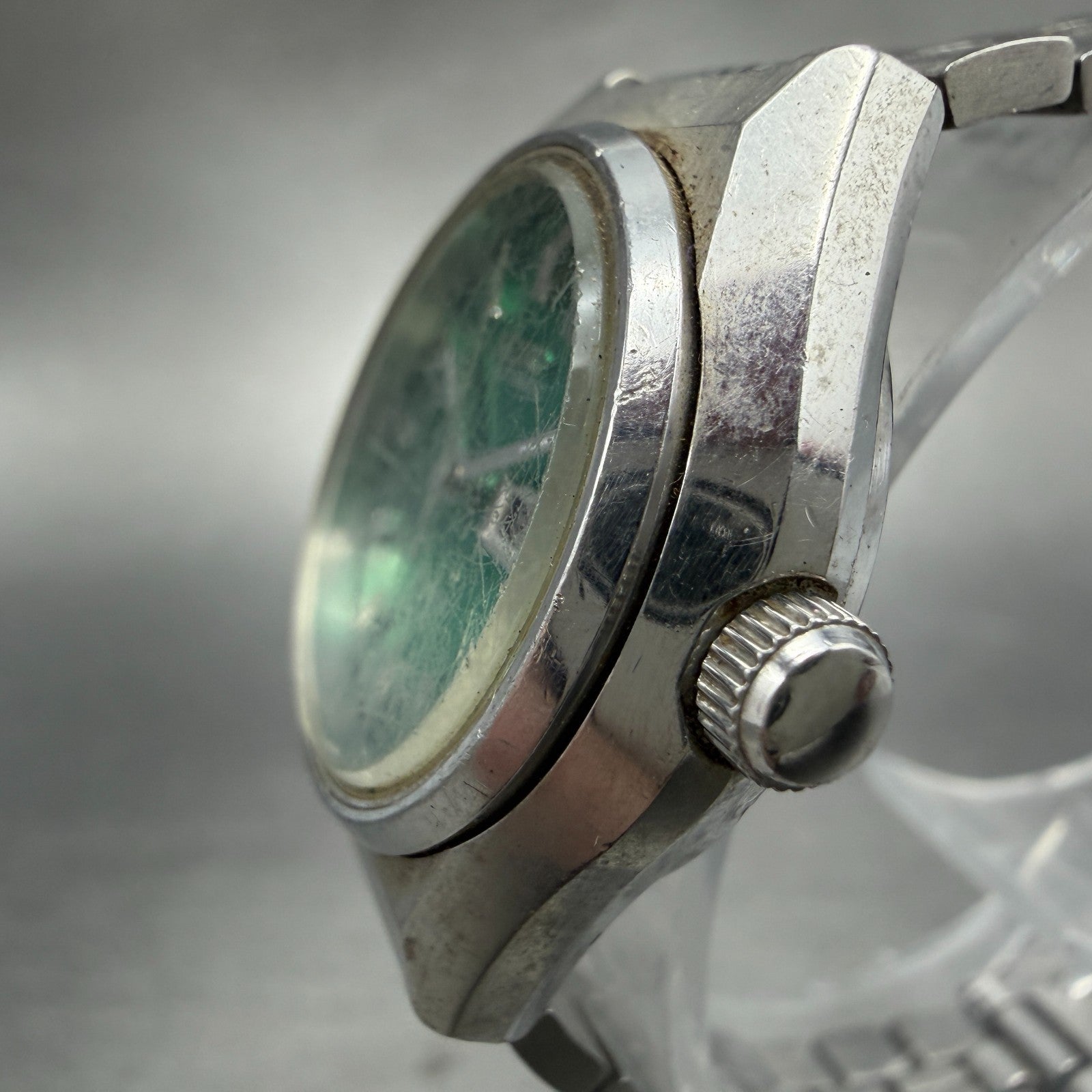 Seiko Automatic Watch Women 26mm Green Dial Steel Daydate 2206-0590 PARTS3
