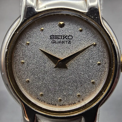 Seiko Watch Women 20mm Silver Dial Two Tone Round 1N00-0G69 New Battery Vintage1