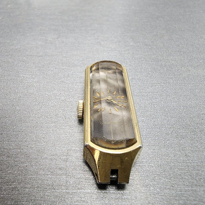 Seiko Tank Watch Women 13mm Gray Dial Gold Tone Manual Vintage 15203666 Runs4