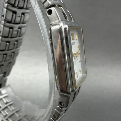 Seiko Tank Watch Women 16mm White Dial Two Tone Rectangle 1N015D60 New Battery3