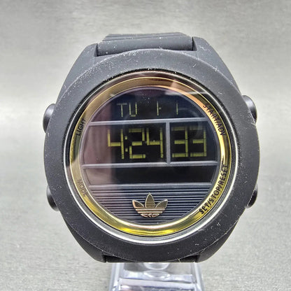 Adidas Calgary Digital Watch Men 50mm Black Gold Alarm Chronograph New Batt0