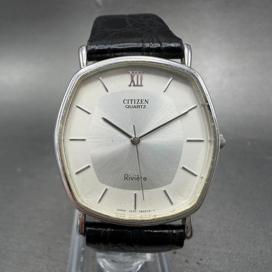 Citizen Rivere Watch Men 30mm White Dial Silver Tone Hexagon 3630-360311 New Bat0