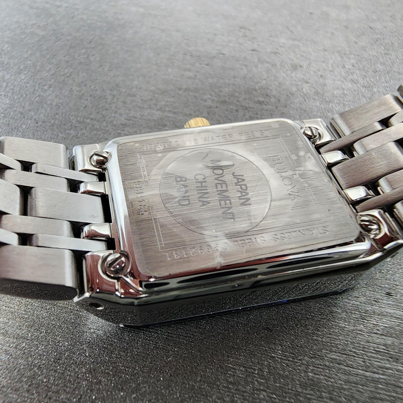 Bulova Quadra Tank Watch Women 21mm Black Dial Two Tone Rectangle 98P185 Works9