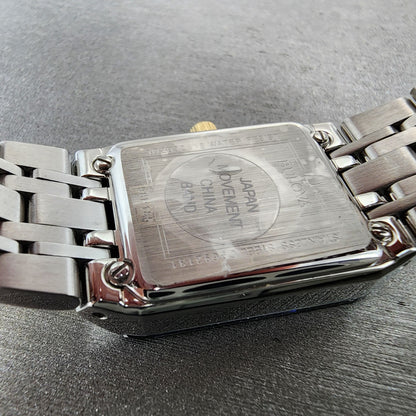 Bulova Quadra Tank Watch Women 21mm Black Dial Two Tone Rectangle 98P185 Works9