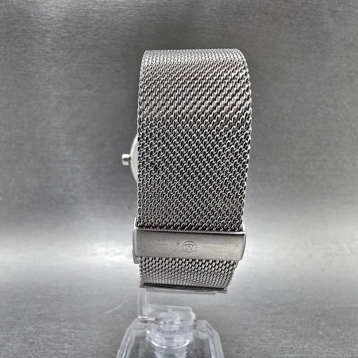 Movado Museum Watch Men 40mm Black Dial Silver Round 0607219 Mesh New Battery7