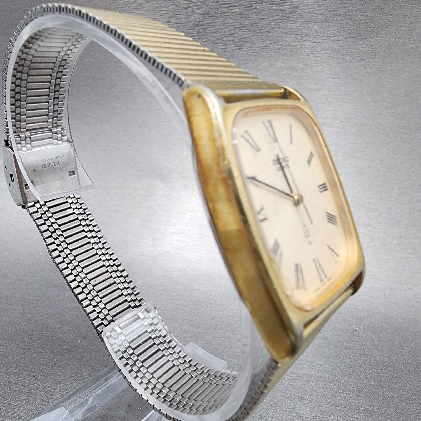 VTG Seiko Tank Watch Men 28mm Champagne Dial Gold Tone 78305040 PARTS4