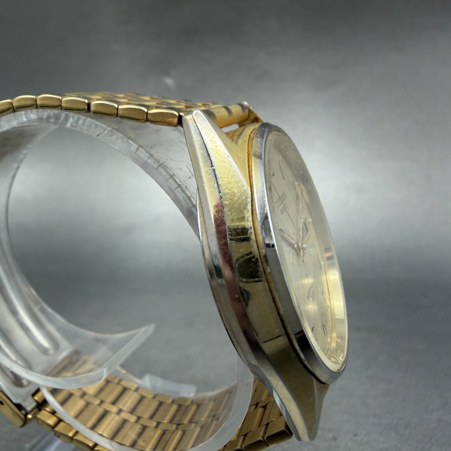 Citizen CQ Watch Men 36mm Champagne Dial Gold Tone Daydate 4-212088 PARTS VTG4