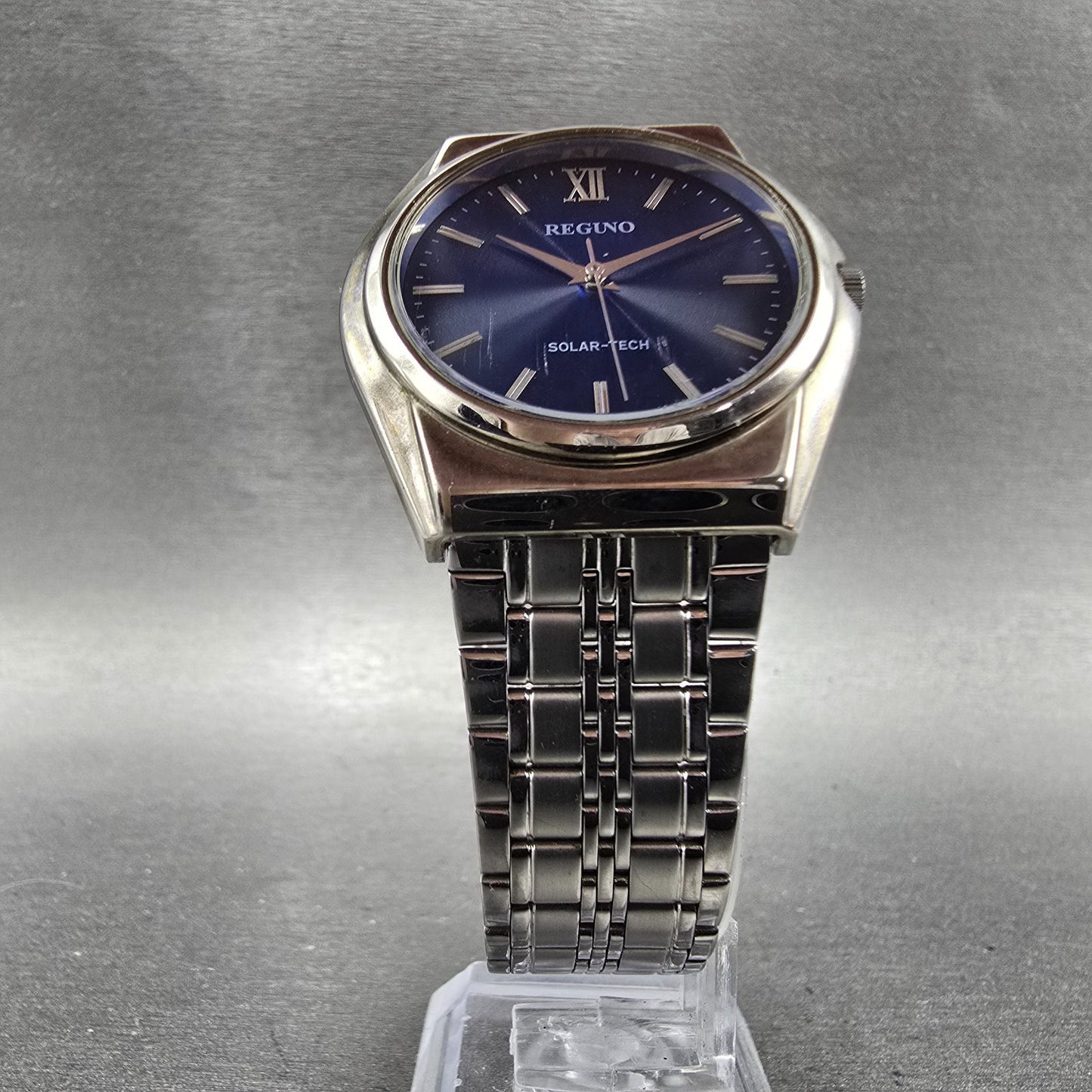 Citizen Reguno Solar Watch Men 35mm Blue Dial Silver Tone E031-K005418 Runs6