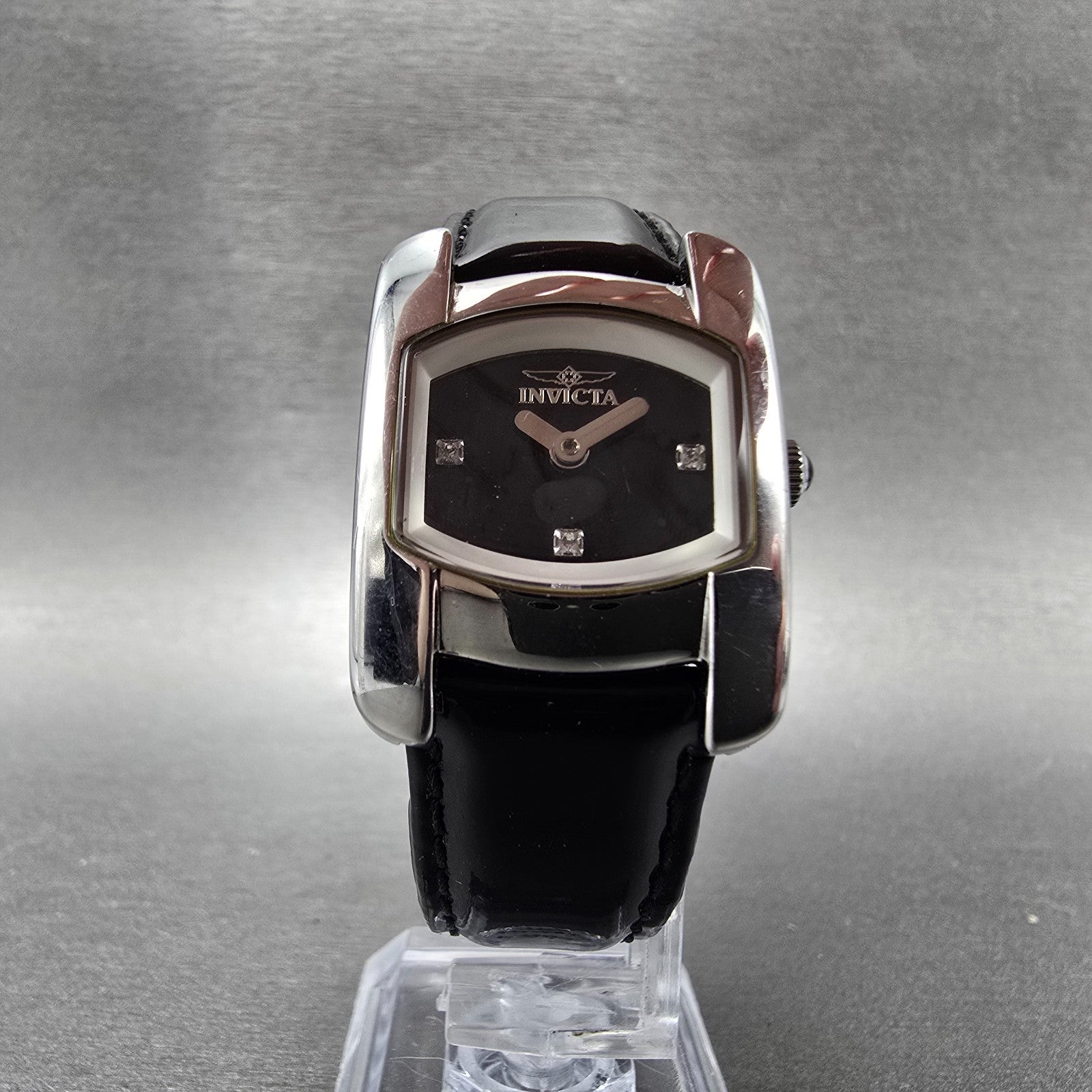 Invicta Tank Watch Women 24mm Black Dial Silver Tone Rectangle 2189 New Battery5